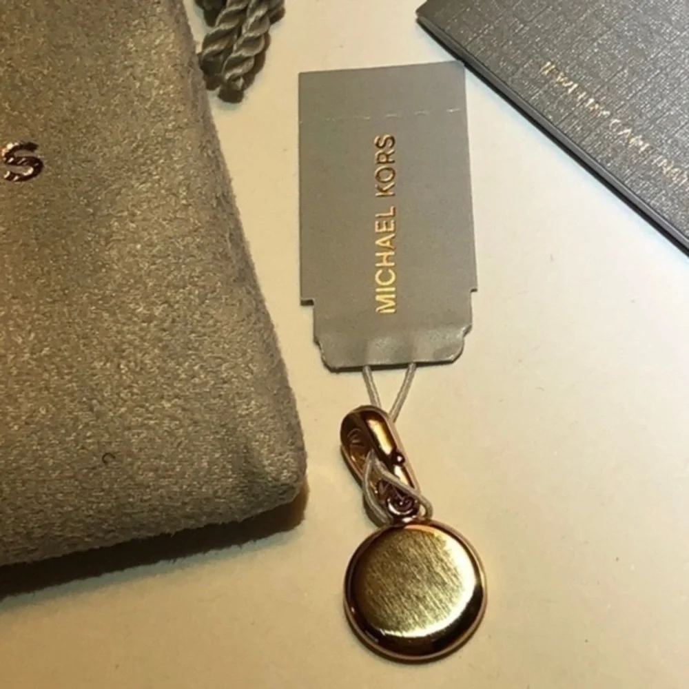 Michael Kors Gold-Tone Round Disc Engravable Charm Pendant NWT